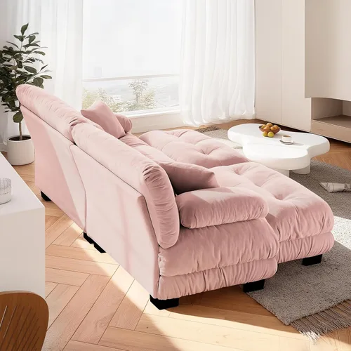 Vista 31 de Sofá Seccional Modular Extragrande de 93.7 pulgadas, Sofá de Dos Plazas Cloud Couch con Almohadas y Cojín Extra Grueso para Sala de Estar, Cine