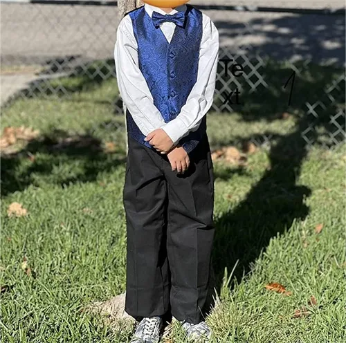 Vista 6 de Alizeal Conjunto clásico de corbatín y chaleco de traje de cachemira para niños