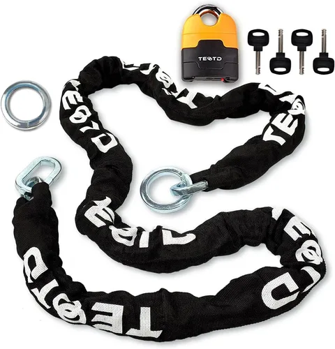 Vista 12 de Candado de cadena antirrobo de alta resistencia para motocicleta, 3 pies de largo, cadena de 0.394 in de grosor con cerradura de color brillante, 4