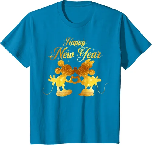 Vista 5 de Disney Camiseta de Año Nuevo Mickey & Minnie Happy New Year Silhouette, Negro