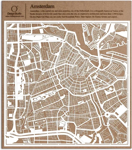 Vista 29 de O3 Design Studio Aberdeen - Mapa de papel cortado en papel blanco de 12 x 12 pulgadas