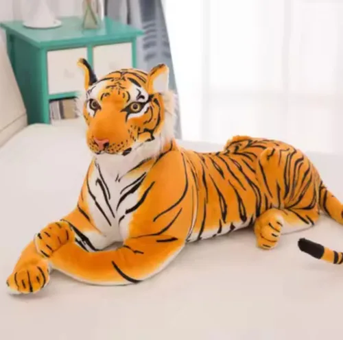 Vista 2 de GracesDawn Animales de peluche, tigre de 26.8 pulgadas (incluyendo el tamaño de la cola), gato de peluche para temática de la selva, decoración
