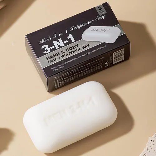 Vista 7 de Jabón en barra 3 en 1 para hombre, aroma natural con infusión de hierbas, limpiador equilibrado de pH rico en humedad para cara, cuerpo y manos
