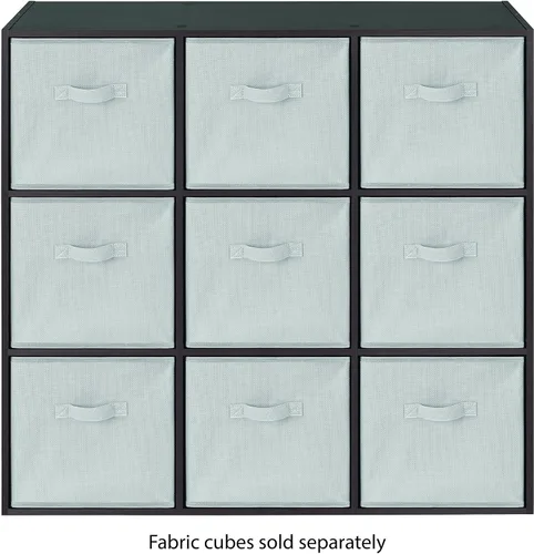 Vista 7 de Estantería Whitmor de 9 cubos, estante de 3 niveles apilable de MDF, organizador de almacenamiento y exhibición abierto, gabinete de almacenamiento