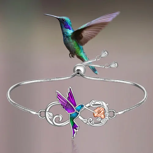 Vista 4 de Hummingbird Sea Turtle Chakra Lotus Bracelet for Women 925 Sterling Silver Jewelry Charms Birthday Valentines Gifts