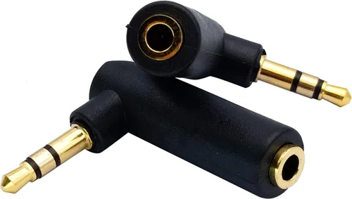 Vista 7 de Adaptador de conector de 0.138 in en ángulo recto de 90 grados, 3 polos de 0.138 in TRS Audio estéreo macho a hembra adaptador de extensión