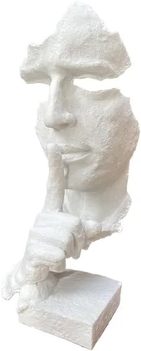 Vista 9 de SMRTHMRT Esculturas abstractas de pensadores, estatua creativa de The Thinker, Keep Silence/Silence is Gold Charaters, decoración de oficina en casa