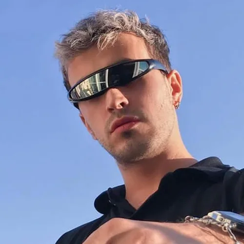 Vista 3 de KFPH Gafas de sol futuristas estrechas cíclopes UV400 Robot Space Costume Color Mirror Lens Party Rave Gafas futuristas