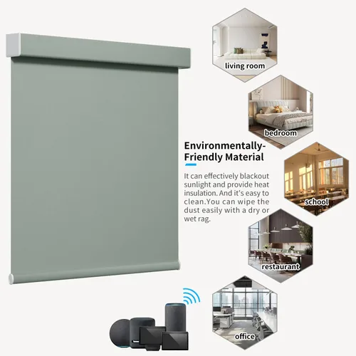 Vista 8 de MYshade Persiana enrollable motorizada personalizada, pantalla enrollable inteligente para ventana, control remoto, compatible con Alexa y Google