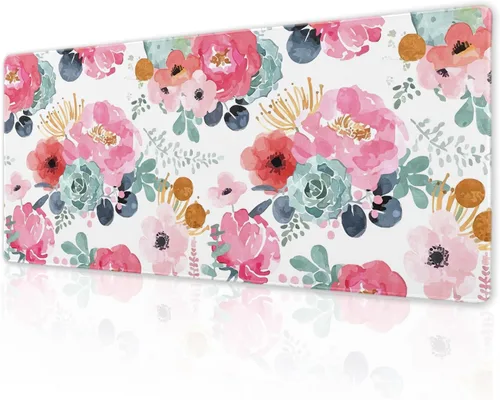 Vista 40 de Alfombrilla de mouse negra estética vintage para juegos botánicos, extendida, bonita planta verde bosque, naturaleza, floral, grande