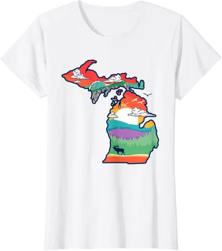 Vista 19 de Michigan Outside - Camiseta con ilustración artística