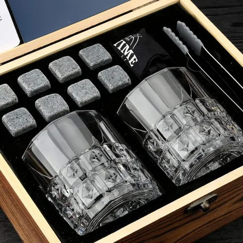 Vista 3 de Regalos de Whisky para Hombre, Juego de Vasos de Whisky de 2, Piedras de Whisky enfriadoras de Granito, Regalos de Bourbon para Hombre, Regalos