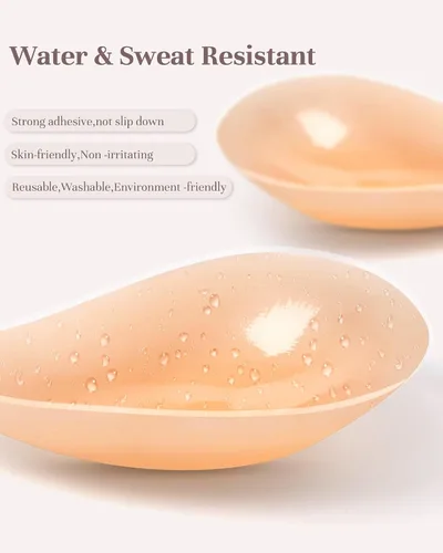 Vista 2 de APOWUS Sujetadores adhesivos para mujer, brasier invisible con realce, sin espalda, brasier sin tirantes para busto grande, reutilizable