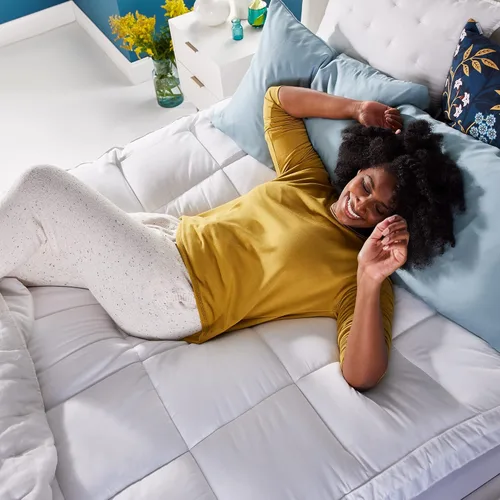 Vista 9 de Sleep Innovations colchoneta de capa doble para colchón, 4 pulgadas, Poliuretano, Blanco, gemelo