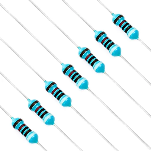 Vista 28 de Chanzon 100 piezas 1 Ω ohm Resistencia 1/4 W (0.25 W) Resistencia fija de película metálica 0.01 ±1% Tolerancia 1R MF Resistencias de agujero