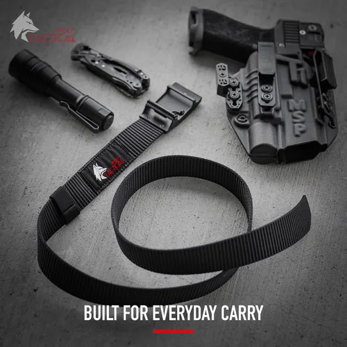 Vista 2 de WOLF TACTICAL Cinturón EDC de trinquete – Cinturón táctico de 1.5 pulgadas para transporte oculto CCW nailon infinitamente ajustable