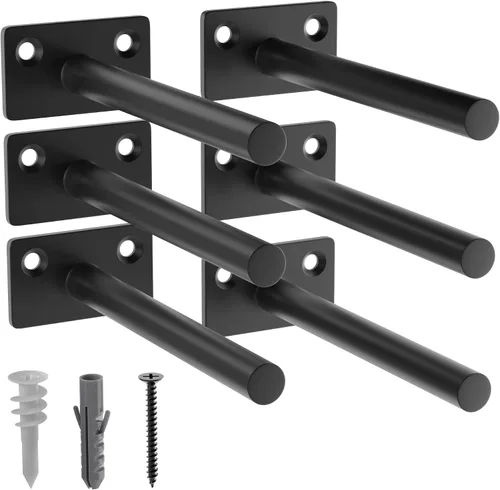 Vista 36 de 12-Pack 10 inch Floating Shelf Brackets, Hidden Shelf Bracket for Wood Negro-paquete de 12