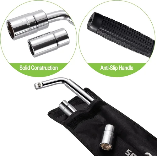 Vista 4 de Spurtar Llave de rueda telescópica extensible con abrazadera de rueda, llave de tuerca de rueda, herramientas de reparación de neumáticos, removedor