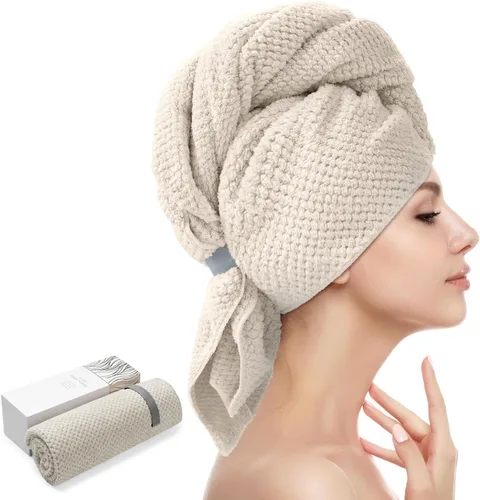 Vista 14 de YFONG Toalla Envolvente Grande para Cabello para Mujeres, Toalla de Cabello de Microfibra Súper Absorbente para Cabello Rizado, Turbantes de Cabello