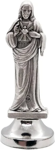 Vista 12 de VILLAGE GIFT IMPORTERS Mini estatua de santo Figuras clásicas cristianas y católicas Metal plateado Parte inferior adhesiva Decoración