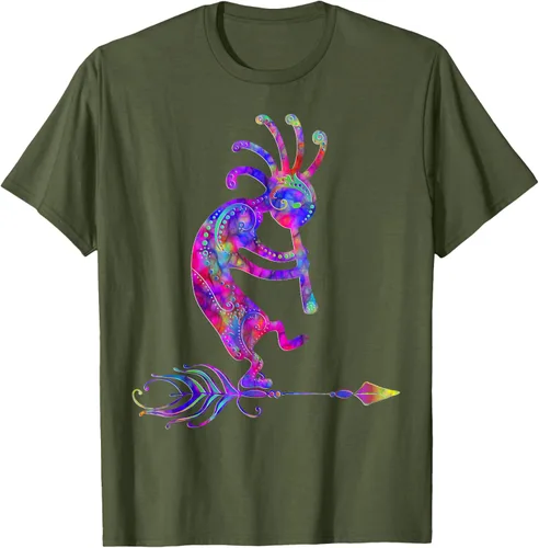 Vista 52 de Native American Kokopelli With Feather 2 - Camiseta Fan Fun, Negro, S