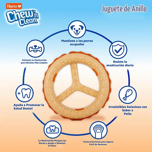 Vista 3 de Hartz Chew 'n Clean - Juguete masticable y trate en un anillo con sabor a pollo, para perro, mediano RING