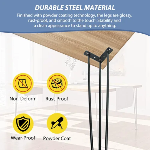 Vista 4 de Patas de mesa de horquilla de 34 pulgadas, patas de mesa de centro de metal, proyectos de bricolaje para muebles para el hogar industrial, patas