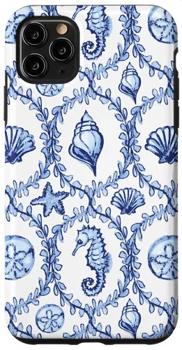 Vista 13 de Funda náutica para iPhone 12 Pro Max Coastal Nieta Preppy Shells náutica blanca azul mar