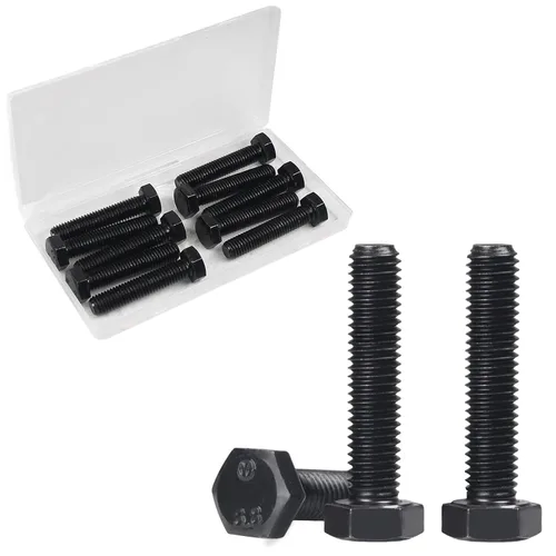 Vista 12 de Tornillos hexagonales M6, pernos de cabeza hexagonal M6-1.0 x 16mm, acero al carbono Grado 8.8, acabado de óxido negro, rosca completa, pernos