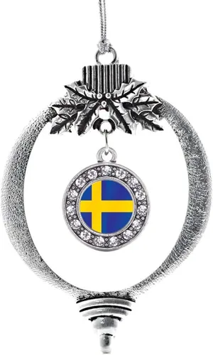 Vista 21 de Inspired Silver - Adorno con dije de cara de carlino - Adornos navideños de círculo de plata con joyas de circonita cúbica