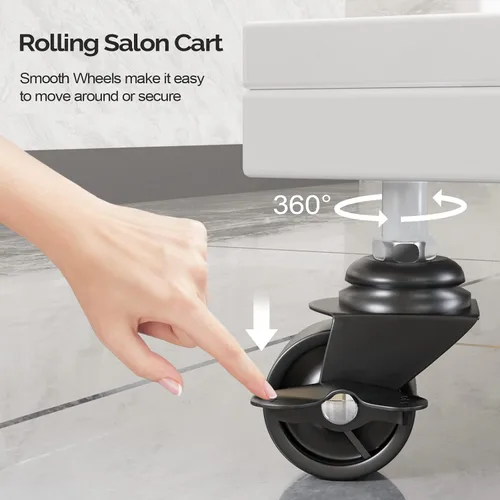 Vista 5 de Carrito de salón con ruedas con tres bandejas, carrito de almacenamiento esteticista para masaje faciales, tatuaje, balneario de belleza