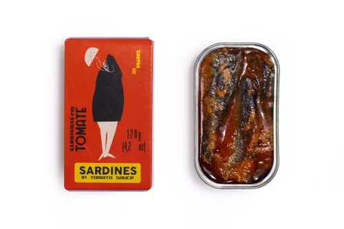 Vista 5 de Sardinas portuguesas enlatadas en salsa de tomate capturado silvestre, vitaminas B, omega-3 pescado enlatado por Ati Manel Paquete de 3 latas