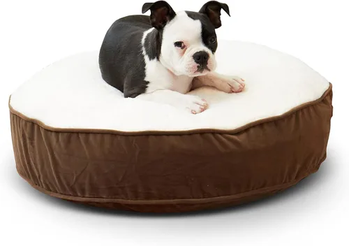 Vista 9 de South Pine Porch Samson - Cama redonda de lujo para perro, estilo almohada, acero azul, pequeña (30 pulgadas)