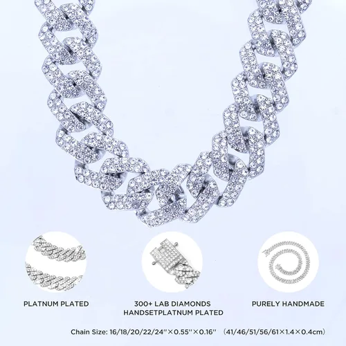 Vista 5 de nkjegol Cuban Chain Necklaces SilverGold Cuban Link Chains Mens Iced Out Miami Bling Diamond Hip Hop Jewelry for Women