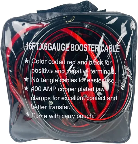 Vista 7 de Cable de refuerzo de calibre 6 de 16 pies Abrazaderas codificadas por colores Chapado en cobre de 400 amperios Sin enredos Bolsa