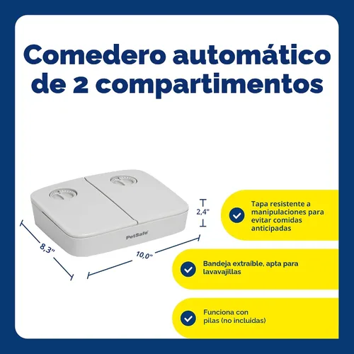 Vista 3 de PetSafe Analog 2 Comedero Programable para 2 Comidas para Mascotas, Comedero Automático para Perros y Gatos - Dispensador de Comida Seca