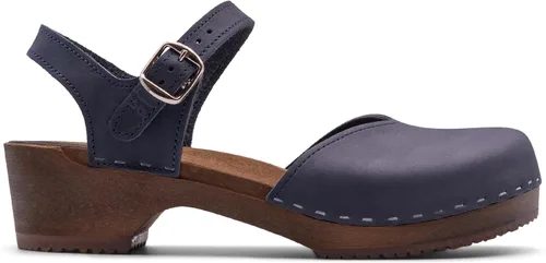 Vista 13 de Sandgrens Zuecos de madera sueca hechos a mano para mujer, sandalias de tacón bajo Zaragasso