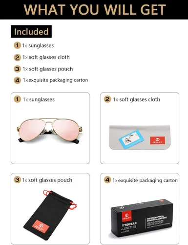 Vista 6 de DeBuff Gafas de sol polarizadas de aviador para niños y niñas de 5 a 18 años cara pequeña para adultos 2047in