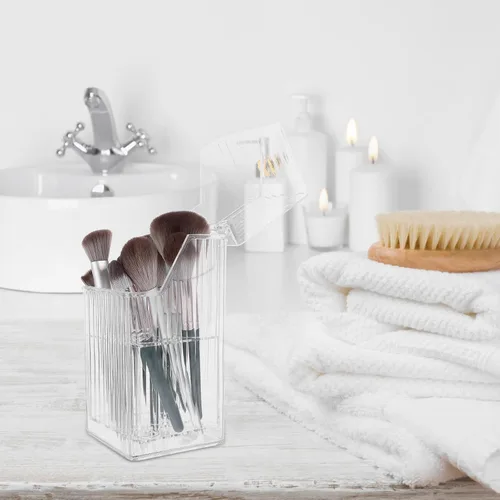 Vista 7 de SMASOLO Cosmetics Brush Holder Cup Makeup Vanity Organizer Dustproof Desktop Makeup Brush Storage Container Pen Holder for Bathroom Dresser