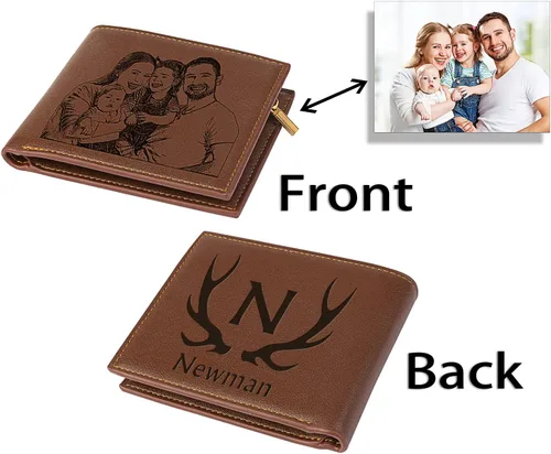 Vista 2 de Billetera personalizada grabada para hombre, cartera de cuero personalizada, el regalo perfecto para hombres, regalos de graduación, regalos