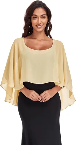 Vista 26 de Sheer Shawls and Wraps for Evening Dresses Chiffon Capes for Women Negro
