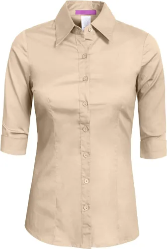 Vista 29 de NE PEOPLE Camisa de oficina con botones y manga 3/4 a medida para mujer