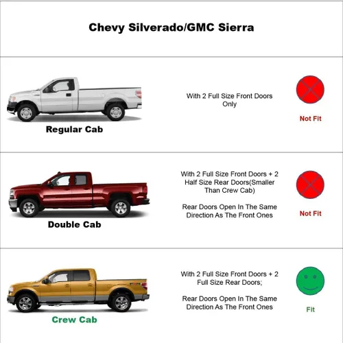 Vista 2 de 94515 Deflectores de viento para ventana Chevy Silverado/GMC Sierra 1500/2500HD/3500HD Crew Cab y Yukon XL/Suburban/Avalanche, protectores de lluvia