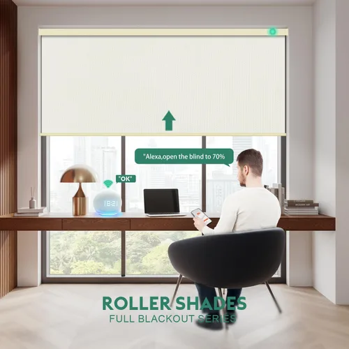 Vista 3 de Persianas motorizadas con control remoto [motor 100% opacas y silencioso] Persianas inteligentes compatibles con Alexa Google HomeKit, persianas