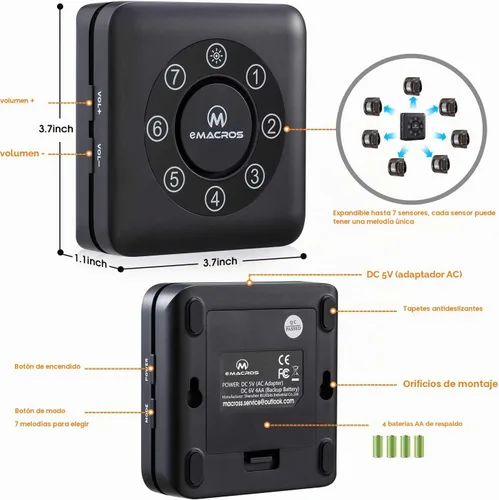 Vista 2 de eMACROS - Alarma solar inalámbrica para entrada con 7 zonas, no funciona con otras
