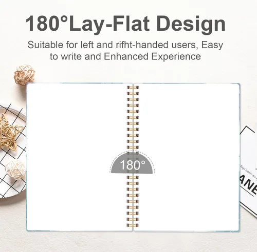 Vista 5 de Heveboik Cuaderno en blanco A5 - Cuaderno de papel en blanco de 70 hojas/140 páginas, papel blanco grueso de 100 GSM, diario en espiral en blanco