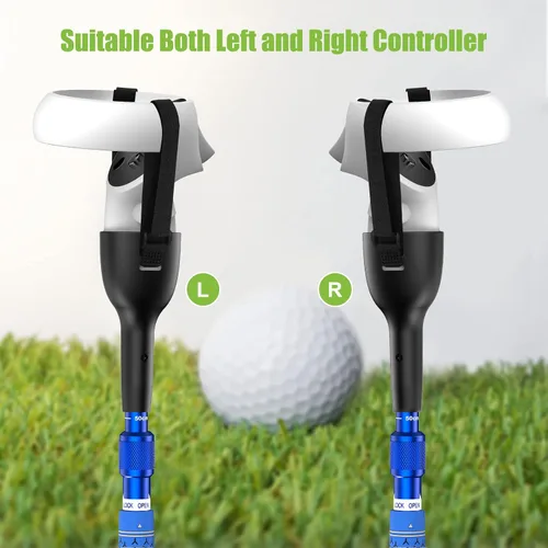 Vista 7 de YOGES VR Golf Club Handle Compatible with Oculus Quest 2 Controller, Adjustable Length Realistic Golf Club Attachment for Quest 2, Virtual Reality