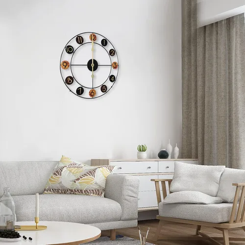 Vista 4 de Wall Clocks, Large Modern Metal Wall Clocks, Retro Art Design Clock, Arabic Numerals Clock, Wall Decor-50cm, for Living Room, Bedroom, Study