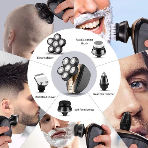 Vista 5 de SAILHOME Maquinilla de afeitar eléctrica para hombres- Actualización 5 en 1 afeitadoras para hombres- Kit de aseo de cabeza calva