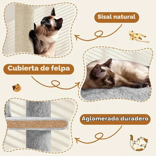 Vista 6 de Yaheetech Árbol para gatos resistente de varios niveles de 70 pulgadas
